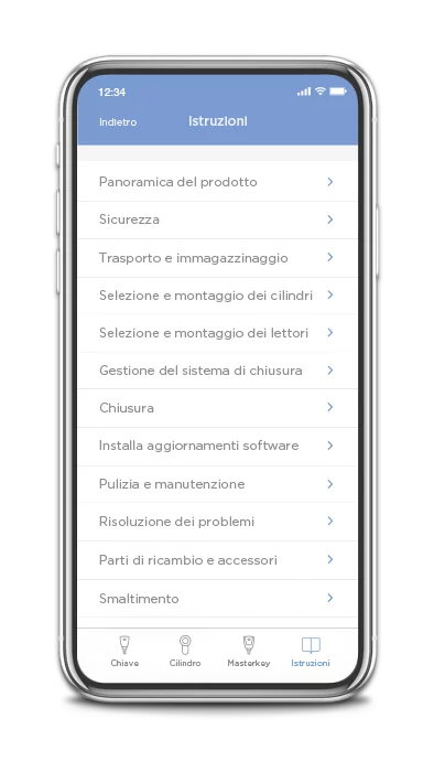 Zutrittsorganisation blueCompact App Anleitung italienisch