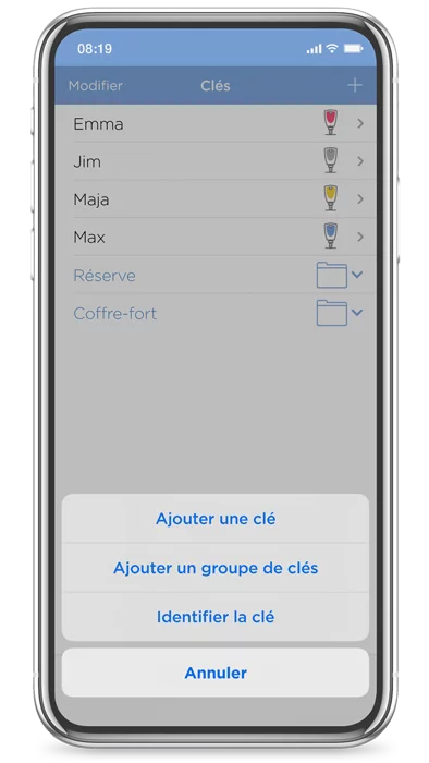 Zutrittsorganisation blueCompact App Schluessel einfuegen französisch 